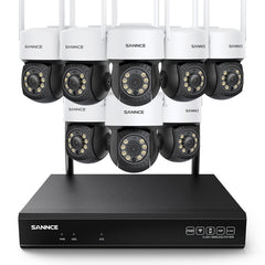 3MP 10-Channel Wireless CCTV PT Camera System, 8MP NVR, 3MP Pan & Tilt WiFi IP Cameras, Audio Recording, AI Human Detection, Work With Alexa