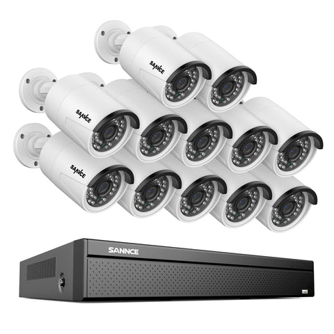 16 Channel 3MP PoE Security Camera System, 4K NVR & 3MP Outdoor PoE IP Cameras, ONVIF Supported, H.265, Audio Recording, Human/Vehicle Detection