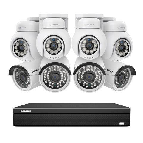 16 Channel 4K PoE Bullet & PTZ Security Camera System, 8MP Outdoor PoE IP Cameras, Pan & Tilt, ONVIF Supported NVR, Two-Way Audio, Smart Human/Vehicle Detection