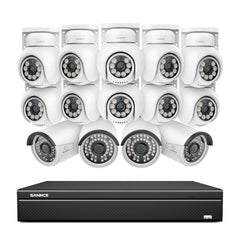 16 Channel 4K PoE Bullet & PTZ Security Camera System, 8MP Outdoor PoE IP Cameras, Pan & Tilt, ONVIF Supported NVR, Two-Way Audio, Smart Human/Vehicle Detection(10x PT Cameras+4x IP Cameras)