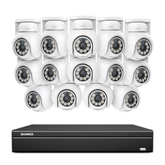 16 Channel 4K PoE PTZ Security Camera System, 8MP Outdoor PoE IP Cameras, Pan & Tilt, ONVIF Supported NVR, Two-Way Audio, Smart Human/Vehicle Detection