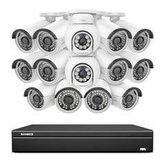 16 Channel 4K PoE Bullet & PTZ Security Camera System, 8MP Outdoor PoE IP Cameras, Pan & Tilt, ONVIF Supported NVR, Two-Way Audio, Smart Human/Vehicle Detection(2x PT Cameras+12x IP Cameras)