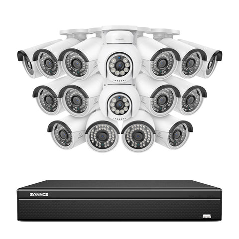 16 Channel 4K PoE Bullet & PTZ Security Camera System, 8MP Outdoor PoE IP Cameras, Pan & Tilt, ONVIF Supported NVR, Two-Way Audio, Smart Human/Vehicle Detection