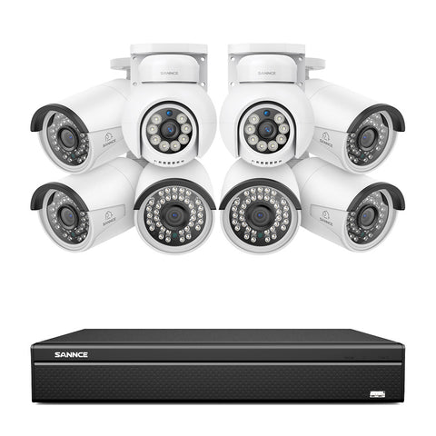 16 Channel 4K PoE Bullet & PTZ Security Camera System, 8MP Outdoor PoE IP Cameras, Pan & Tilt, ONVIF Supported NVR, Two-Way Audio, Smart Human/Vehicle Detection