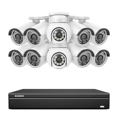 16 Channel 4K PoE Bullet & PTZ Security Camera System, 8MP Outdoor PoE IP Cameras, Pan & Tilt, ONVIF Supported NVR, Two-Way Audio, Smart Human/Vehicle Detection(2x PT Cameras+8x IP Cameras)