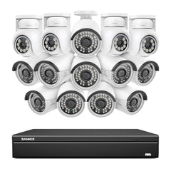 16 Channel 4K PoE Bullet & PTZ Security Camera System, 8MP Outdoor PoE IP Cameras, Pan & Tilt, ONVIF Supported NVR, Two-Way Audio, Smart Human/Vehicle Detection(4x PT Cameras+10x IP Cameras)