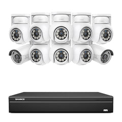 16 Channel 4K PoE Bullet & PTZ Security Camera System, 8MP Outdoor PoE IP Cameras, Pan & Tilt, ONVIF Supported NVR, Two-Way Audio, Smart Human/Vehicle Detection(8x PT Cameras+2x IP Cameras)