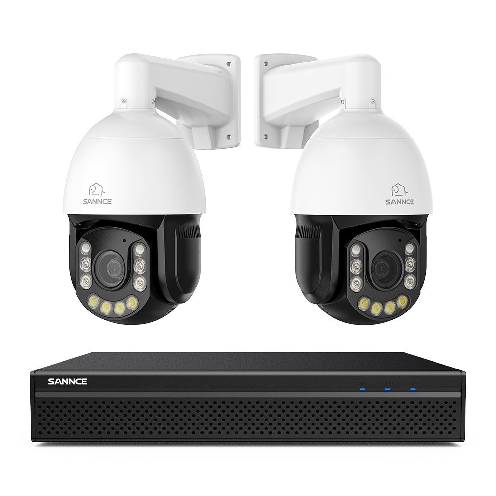 4K 8-Channel PoE SKcurity NVR System with 2PCS 20X PTZ 8MP Cameras, Auto Tracking, Two-Way Audio, Night Vision