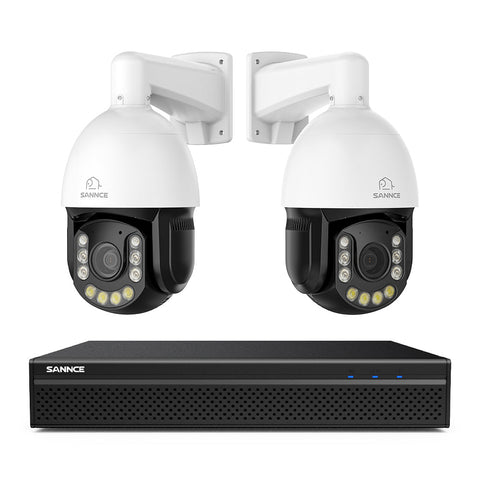 4K 8-Channel PoE SKcurity NVR System with 2PCS 20X PTZ 8MP Cameras, Auto Tracking, Two-Way Audio, Night Vision