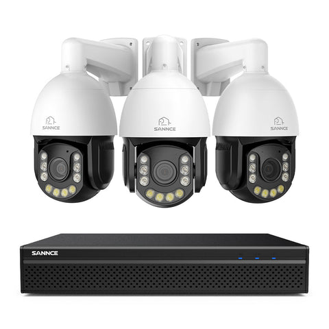 4K 8-Channel PoE SKcurity NVR System with 3PCS 20X PTZ 8MP Cameras, Auto Tracking, Two-Way Audio, Night Vision