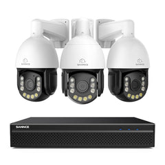 4K 8-Channel PoE Security NVR System with 3PCS 20X PTZ 8MP Cameras, Auto Tracking, Two-Way Audio, Night Vision