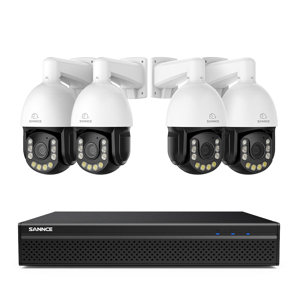4K 8-Channel PoE SKcurity NVR System with 4PCS 20X PTZ 8MP Cameras, Auto Tracking, Two-Way Audio, Night Vision