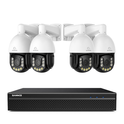 4K 8-Channel PoE SKcurity NVR System with 4PCS 20X PTZ 8MP Cameras, Auto Tracking, Two-Way Audio, Night Vision