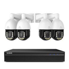 4K 8-Channel PoE Security NVR System with 4PCS 20X PTZ 8MP Cameras, Auto Tracking, Two-Way Audio, Night Vision
