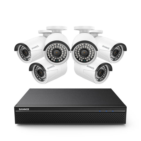 4K 8-Channel Wired PoE Security NVR System with 6 5MP Bullet CCTV IP Cameras, Audio Recording