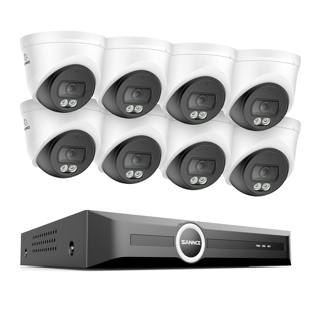 3MP 8-Channel PoE Security Camera System with 6MP NVR, F1.0 Full Color Night Vision, 8Pcs 2K Cameras, AI Human & Vehicle Detection, S+265