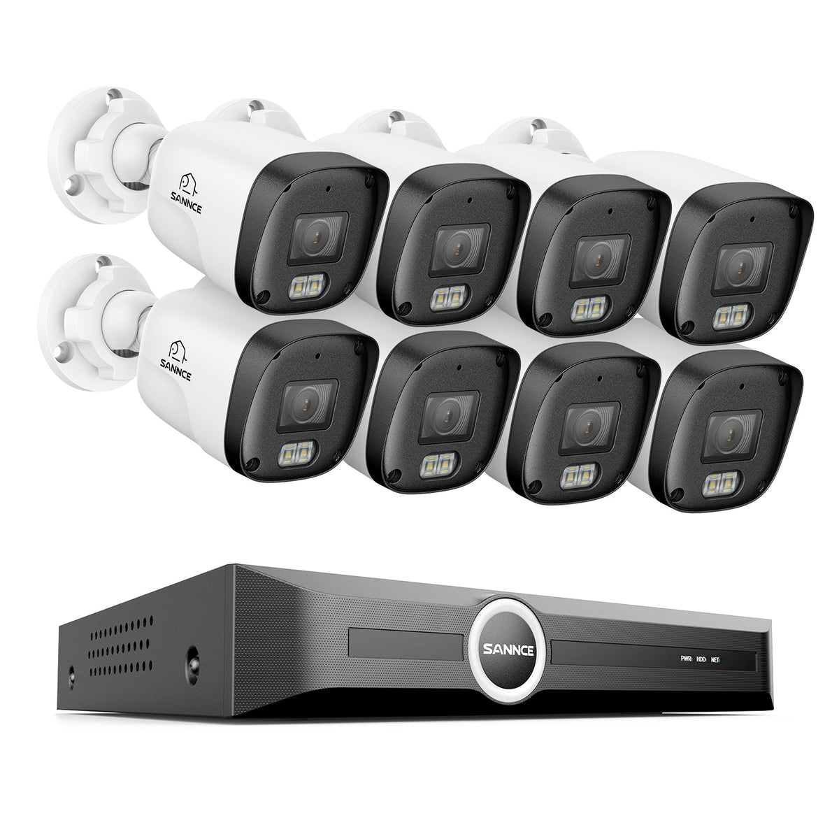 3MP 8-Channel PoE Security Camera System with 6MP NVR, F1.0 Full Color Night Vision, 8Pcs 2K Cameras, AI Human & Vehicle Detection, S+265