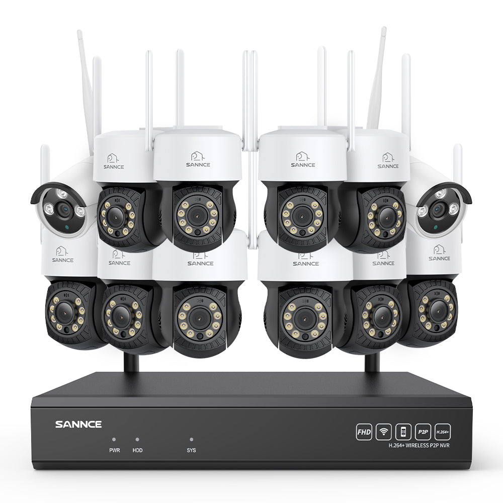 5MP 16-Channel Wireless CCTV PT Camera System, 8MP NVR, 5MP Pan & Tilt WiFi IP Cameras, Audio Recording, AI Human Detection, Work With Alexa (10xPT Camera, 2xBullet Camera and 8MP 16CH NVR)