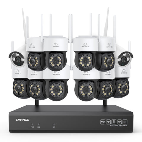 5MP 16-Channel Wireless CCTV PT Camera System, 8MP NVR, 5MP Pan & Tilt WiFi IP Cameras, Audio Recording, AI Human Detection, Work With Alexa (10xPT Camera, 2xBullet Camera and 8MP 16CH NVR)