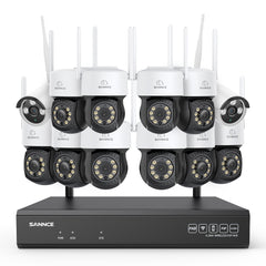 3MP 16-Channel Wireless CCTV PT & Bullet Camera System, 8MP NVR, 3MP WiFi IP Camera, Two-Way Audio, IP66 Waterproof, Smart AI Human Detection, Work With Alexa