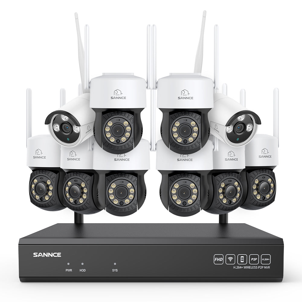 5MP 16-Channel Wireless CCTV PT Camera System, 8MP NVR, 5MP Pan & Tilt WiFi IP Cameras, Audio Recording, AI Human Detection, Work With Alexa (8xPT Camera, 2xBullet Camera and 8MP 16CH NVR)