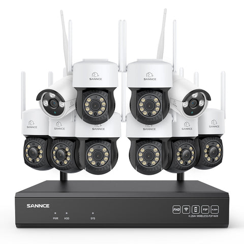 5MP 16-Channel Wireless CCTV PT Camera System, 8MP NVR, 5MP Pan & Tilt WiFi IP Cameras, Audio Recording, AI Human Detection, Work With Alexa (8xPT Camera, 2xBullet Camera and 8MP 16CH NVR)