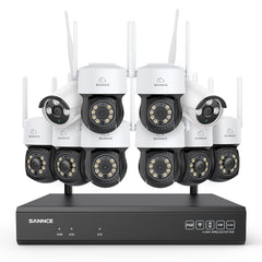 3MP 16-Channel Wireless CCTV PT & Bullet Camera System, 8MP NVR, 3MP WiFi IP Camera, Two-Way Audio, IP66 Waterproof, Smart AI Human Detection, Work With Alexa