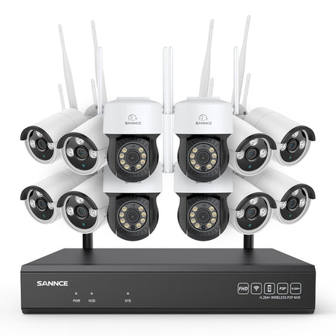 5MP 16-Channel Wireless CCTV PT Camera System, 8MP NVR, 5MP Pan & Tilt WiFi IP Cameras, Audio Recording, AI Human Detection, Work With Alexa (4xPT Camera, 8xBullet Camera and 8MP 16CH NVR)