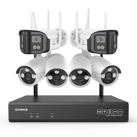 5MP 16-Channel Wireless CCTV System, 8MP NVR, WiFi IP Cameras, AI Audio, Human Detection, Works with Alexa (2x4MP Dual-Lens Camera + 4x3MP Night Vision Cameras)
