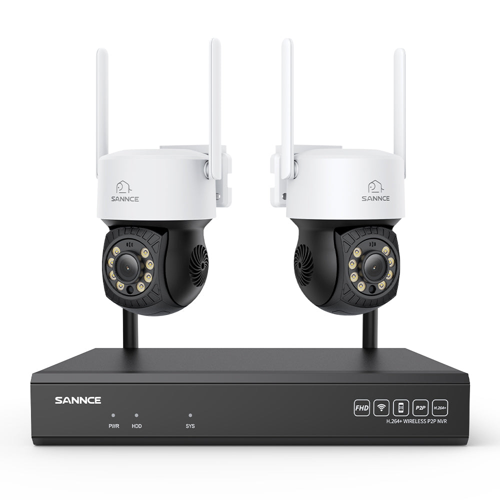 3MP 16-Channel Wireless CCTV PT Camera System, 8MP NVR, 3MP Pan & Tilt 2Pcs WiFi IP Cameras, Audio Recording, AI Human Detection, Work With Alexa