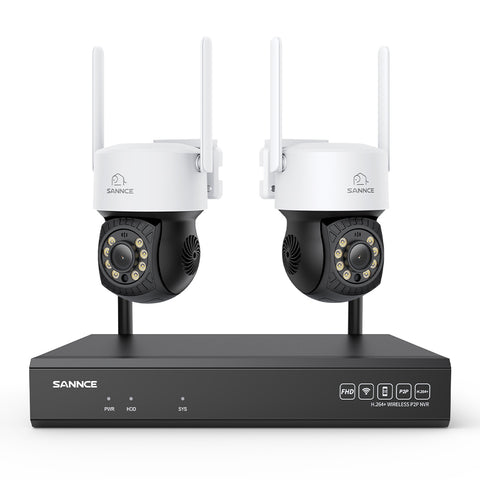 3MP 16-Channel Wireless CCTV PT Camera System, 8MP NVR, 3MP Pan & Tilt 2Pcs WiFi IP Cameras, Audio Recording, AI Human Detection, Work With Alexa
