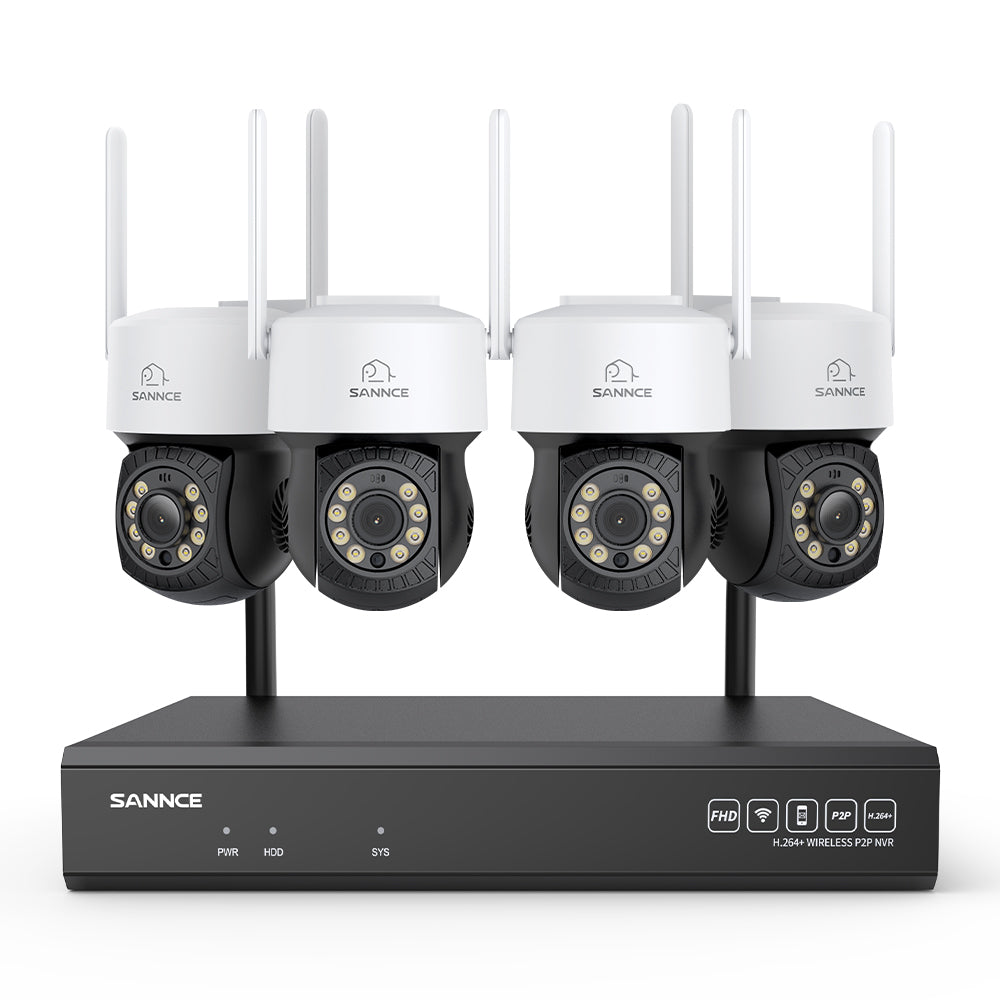 3MP 16-Channel Wireless CCTV PT Camera System, 8MP NVR, 3MP Pan & Tilt 4Pcs WiFi IP Cameras, Audio Recording, AI Human Detection, Work With Alexa