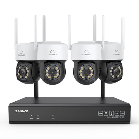 3MP 16-Channel Wireless CCTV PT Camera System, 8MP NVR, 3MP Pan & Tilt 4Pcs WiFi IP Cameras, Audio Recording, AI Human Detection, Work With Alexa