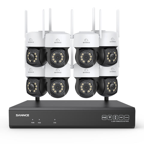 3MP 16-Channel Wireless CCTV PT Camera System, 8MP NVR, 3MP Pan & Tilt 8Pcs WiFi IP Cameras, Audio Recording, AI Human Detection, Work With Alexa