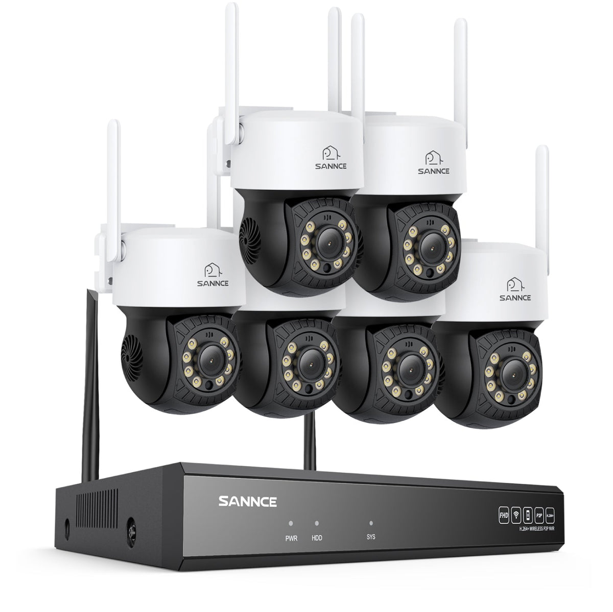 5MP 16-Channel Wireless CCTV PT Camera System, 8MP NVR, 5MP Pan & Tilt 6Pcs WiFi IP Cameras, Audio Recording, AI Human Detection, Work With Alexa