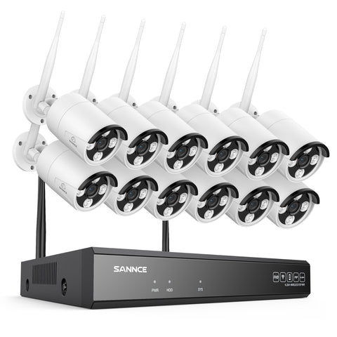 3MP 16-Channel Wireless Security Camera System, 8MP NVR, 3MP WiFi IP Camera, Two-Way Audio, IP66 Waterproof, Smart AI Human Detection, Work With Alexa