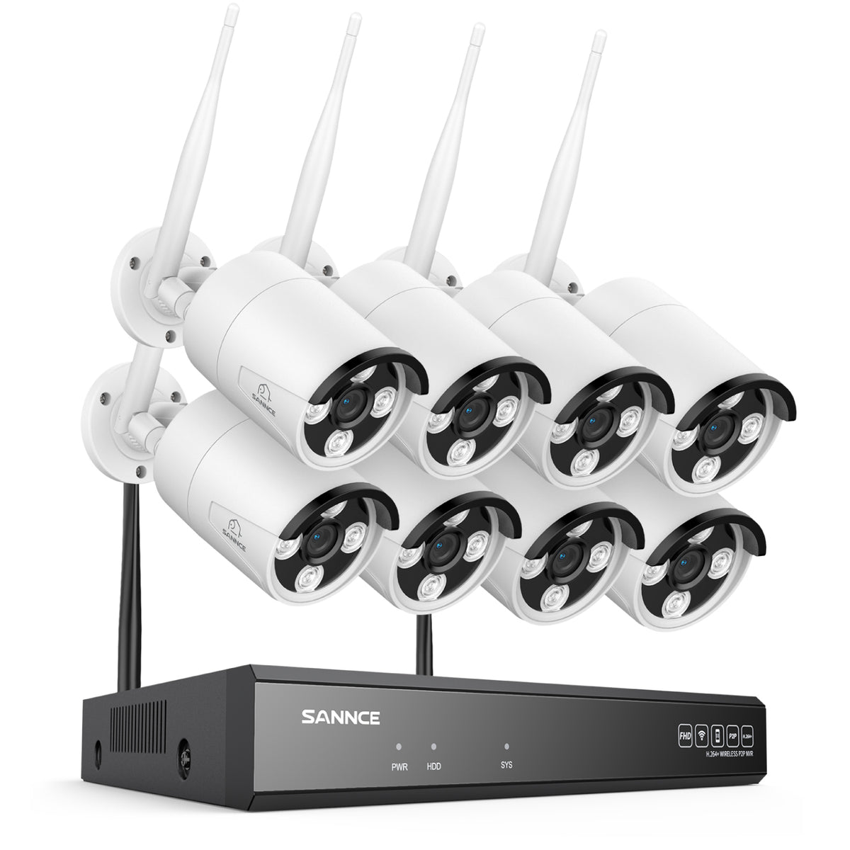 3MP 16-Channel Wireless Security Camera System, 8MP NVR, 3MP WiFi IP Camera, Two-Way Audio, IP66 Waterproof, Smart AI Human Detection, Work With Alexa