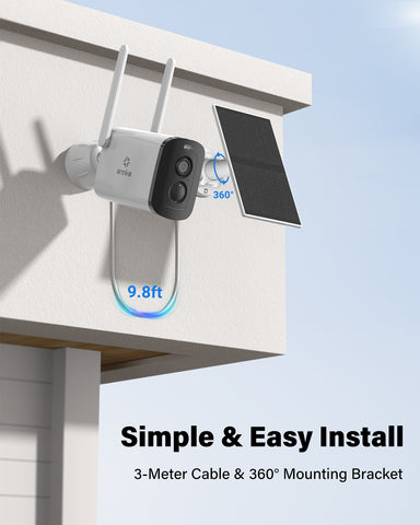3W Solar Panel for Security Camera, Compatible with all USB-C Port Cameras, IP65 Waterproof
