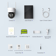 2K 4MP Pan & Tilt Wire-Free IP Camera, Battery/Solar Powered, Color Night Vision, 2-Way Audio, Works with Alexa, PIR Humanoid Detection