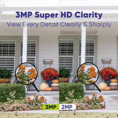 3MP 8-Channel Wired PoE Security NVR System with 6 3MP Bullet CCTV IP Cameras, Audio Recording