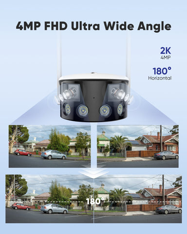 5MP 8 Channel 2 PoE CCTV Camera System + 1 Dual Lens Panoramic WiFi IP Camera, Color Night Vision, Two-way Audio