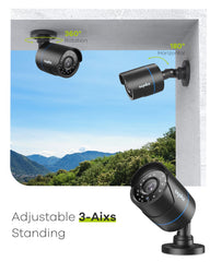 1080p Wired CCTV Camera, 4-in-1 for AHD/TVI/CVI/CVBS, IP66 Weatherproof Analog Surveillance Video Add–On Camera for Indoor and Outdoor Use, 100 ft Clear Night Vision