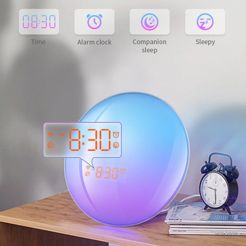 Smart Sunrise Alarm Clock, Sun Simulation Wake up Light,16 Natural Sounds & 9 Lighting Effects, White Noise, for Kids, Heavy Sleepers, Bedroom, Work with Alexa & Google Home, Ideal for Gift