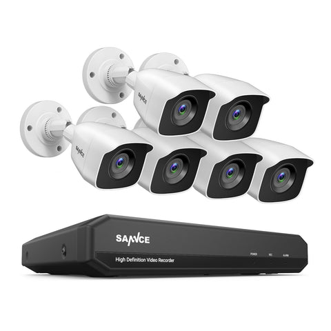 1080p Lite 8-Channel Wired Security DVR System W/ 6pcs 2MP Waterproof Bullet Cameras, Smart Motion Detection