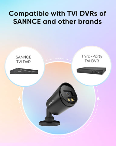 SANNCE Full Color Night Vision 1080P TVI Bullet Wired Security Camera, 2 Warm Lights, IP66 Weatherproof for Indoor Outdoor, 100ft Clear Full Color Night Vision, No Power Supply