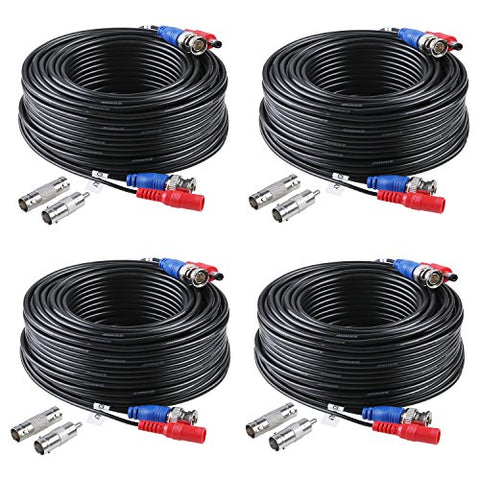 4-Pack 30M / 100 ft BNC Video Power CCTV Camera Cable (Black)