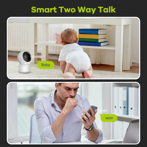 2K 3MP Wireless Pan Tilt IP Camera Indoor Baby & Pet Monitoring, Two-Way Audio, Smart Motion Tracking, AI Human Detection, Support Cloud & Max. 128 GB Local Storage