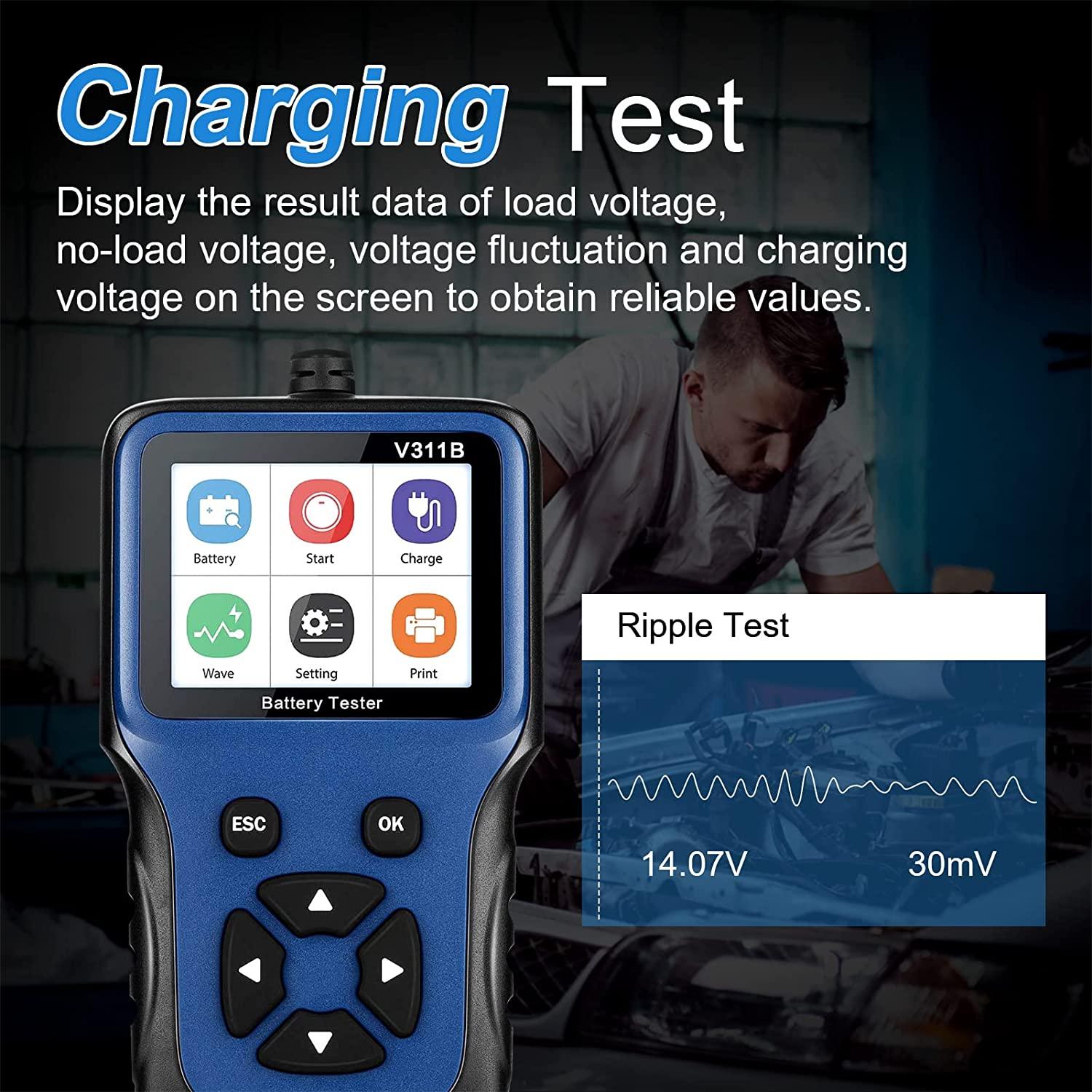 OBD2 Scanner Diagnostic Tool Check Engine Code Reader and 12V Car Battery  Tester Cranking and Charging System Test Scan Tool