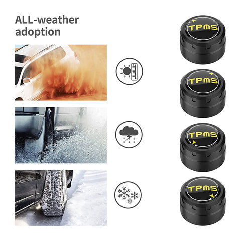 Tire Pressure Monitoring System, Bluetooth 5.0, 5 Alarm Modes, 4 TPMS External Sensors, Support iOS & Android,  Real-time Detection Pressure & Temperature, Easy to Install