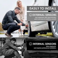 Tire Pressure Monitoring System, Bluetooth 5.0, 5 Alarm Modes, 4 TPMS External Sensors, Support iOS & Android,  Real-time Detection Pressure & Temperature, Easy to Install